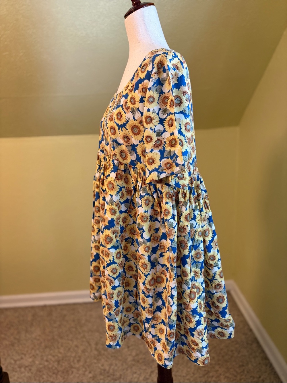 Vintage 90s Contempo Casuals Sunflower Babydoll Dress Grunge Whimsigoth Size S - Picture 5 of 7